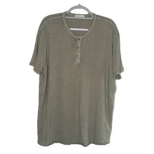 Marine Layer Cotton Slub Henley Men's Size L/XL Vetiver Green Short Sleeve